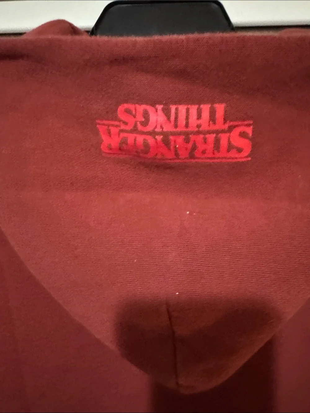 GAP Red Stranger Things Logo Hoodie with White Graphic